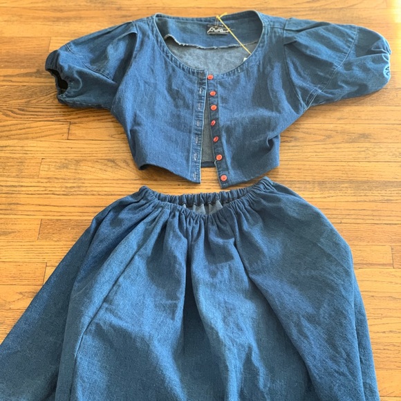 Matching Set Vintage Denim Skirt Top - Picture 1 of 3
